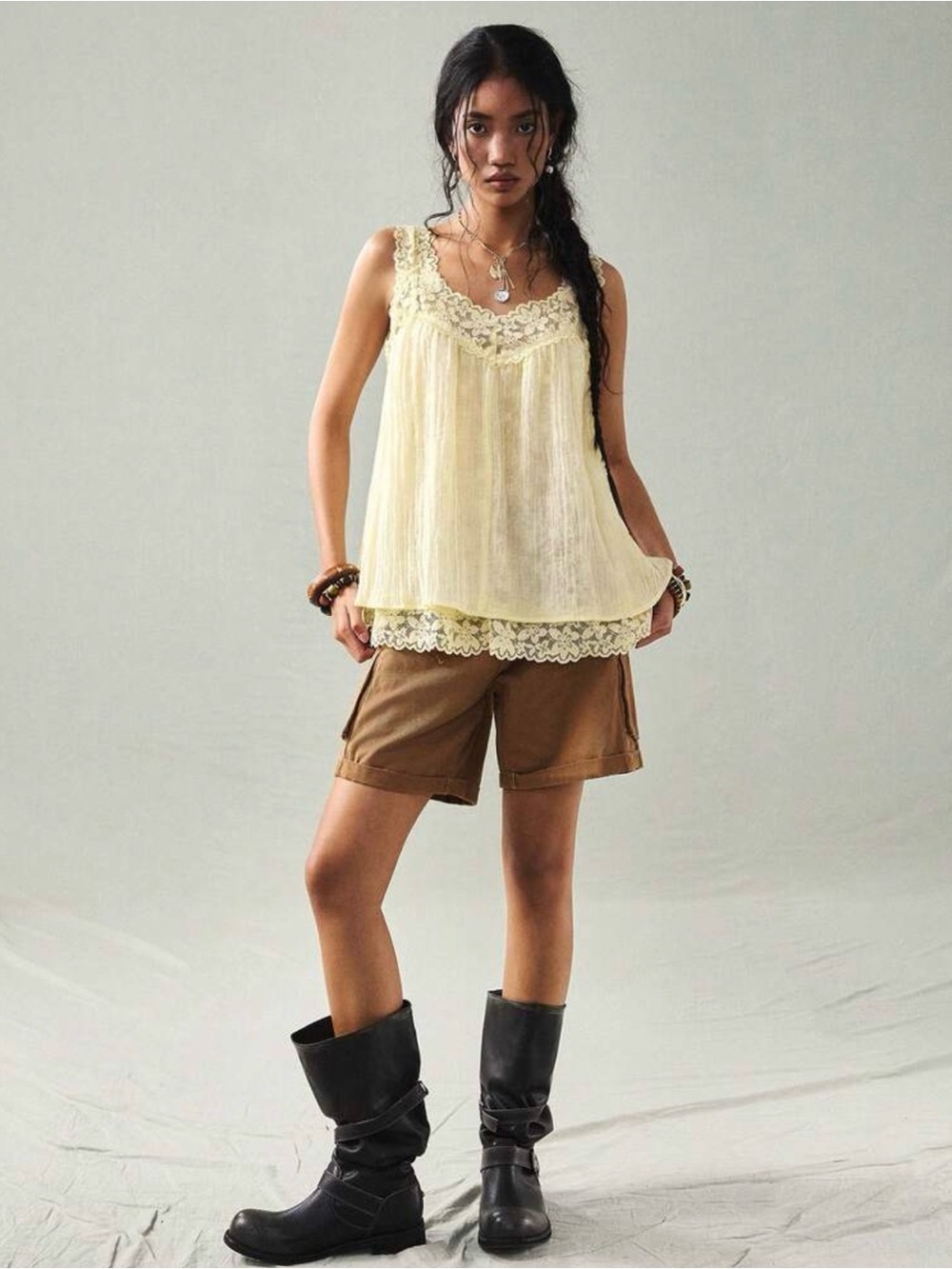 Lace-Trim Sleeveless Tank Top